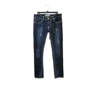 Liuce's Jeans y2k Low Rise Thick Stitch Straight Leg Size 13 Distressed Jeans